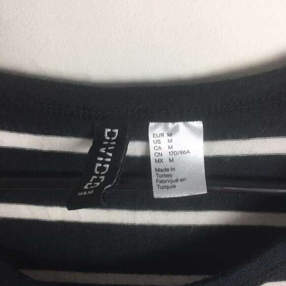 H&M Divided Striped Pizza Tee Black White - Picture 7 of 12